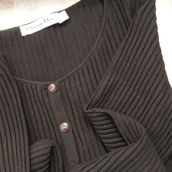 DIOR Christian Dior Paris Black Sweater Cardigan Size 10, 17” armpit to armpit, - Picture 4 of 15